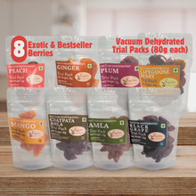 Load image into Gallery viewer, 8 Berries Trial Pack | Vacuum dehydrated |  8 Flavours x 30g each | Bestsellers &amp; Exotic
