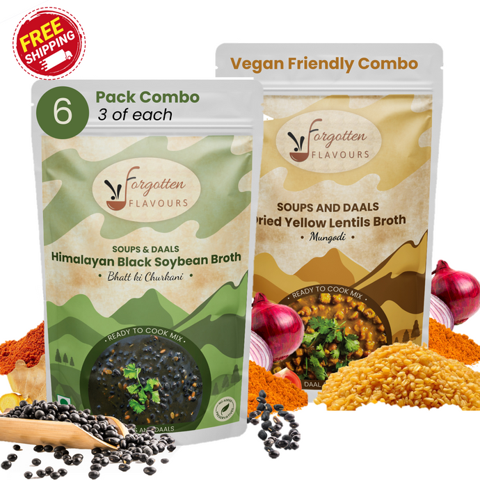 Vegan Treat Combo - Black Himalayan Daal & Sun Dried Grinded Lentils Daal - Ready to Cook Mix