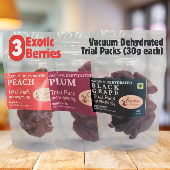Exotic Berries Mini Trial Pack | 3 Flavours (3 x 30g) | Peach | Plum | Black Grape